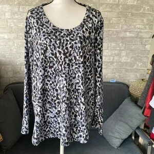 Erika blue gray black animal print sweater shirt top